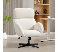 HOMCOM Chaise de Bureau avec Revêtement en Tissu Effet Velours, Chaise Rembourrée avec Base en Acier, Chaise de Bureau Réglable en Hauteur, Crème