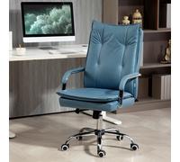 HOMCOM Chaise de bureau bleu fauteuil bureau ergonomique mal de dos Hauteur réglable dossier haut inclinable accoudoirs et roulettes | Aosom France