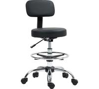 HOMCOM Chaise de bureau, chaise à dessin ergonomique, réglable en hauteur chaise d'ordinateur avec repose-pieds, chaise de bureau, similicuir, noir
