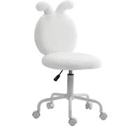 HOMCOM Chaise de bureau Chaise de bureau avec oreilles de lapin, réglable en hauteur Chaise cosmétique avec aspect velours, chaise pivotante Chaise de maquillage pour chambre à coucher, blanc