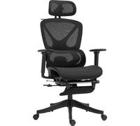 HOMCOM Chaise de bureau Chaise de bureau ergonomique avec accoudoir 3D, soutien lombaire, appui-tête, réglable en hauteur Mesh Chaise pivotante, noir