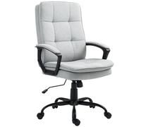 HOMCOM Chaise de bureau Chaise de bureau ergonomique avec accoudoirs, chaise pivotante réglable en hauteur avec fonction bascule, aspect lin, rembourrée Chaise d'ordinateur, gris