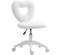 HOMCOM Chaise de bureau Chaise de bureau pivotante Homeoffice avec dossier en forme de cœur, hauteur réglable Teddy-Fleece chaise de maquillage, blanc