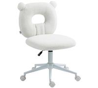 HOMCOM Chaise de bureau, chaise de bureau réglable en hauteur, chaise pivotante, chaise de travail, chaise d'ordinateur pour salon, chambre à coucher, supporte jusqu'à 120 kg, Teddy-Vlies， blanc