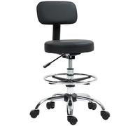 HOMCOM Chaise de bureau, chaise de dessin, repose-pieds réglable, hauteur réglable, pivotante 360°, 52x52x92cm, noir