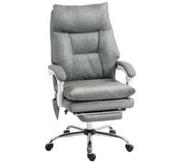 HOMCOM Chaise de Bureau de Direction avec Support Lombaire Airbag, Chaise de Bureau en Cuir PU avec Repose-Pieds, Roues pivotantes silencieuses, Dossier inclinable, Dossier Haut, réglable en Hauteur,