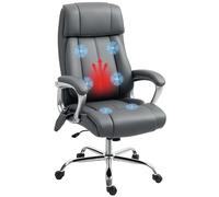 HOMCOM Chaise de bureau de massage à 6 points, vibrante et inclinable, fauteuil de bureau moderne pivotant avec poche latérale et télécommande en cuir PU, 66 x 72 x 113 - 121 cm, gris charbon