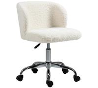 HOMCOM Chaise de bureau design hauteur réglable pivotante polyester 57x58x83 cm blanc