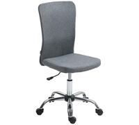 HOMCOM Chaise de bureau d'ordinateur sans accoudoirs, chaise de bureau pivotante en tissu avec hauteur réglable, roulettes, pour maison, étude, chambre à coucher, gris