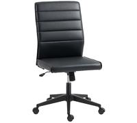 HOMCOM Chaise de bureau en cuir PU avec fonction à bascule, hauteur réglable 97-107 cm, chaise de bureau pivotante avec dossier incurvé et assise rembourrée, noir