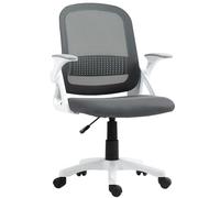HOMCOM Chaise de Bureau en Maille Respirante, Chaise d'ordinateur Ergonomique et pivotante avec accoudoirs relevables, Support Lombaire pour la Maison et Le Bureau, Gris