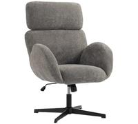 HOMCOM Chaise de bureau en velours avec appui-tête réglable, gris