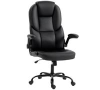 HOMCOM Chaise de Bureau Ergonomique accoudoirs rembourrés relevables Noir