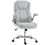HOMCOM Chaise de Bureau Ergonomique avec accoudoirs rabattables rembourrés, Chaise de Bureau pivotante rembourrée en Velours imprimé, Fonction balancelle, Coussins Multiples, Dossier Haut, Hauteur