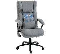 HOMCOM Chaise de bureau, ergonomique, avec fonction massage et bascule, 4 points de pétrissage, dossier haut, soutien lombaire, poche latérale, réglable en hauteur, pivotante, en velours imprimé, gris