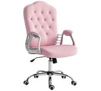 HOMCOM Chaise de Bureau, Ergonomique Chaise de Bureau avec Fonction Bascule, Fonction Rotation, réglable en Hauteur Chaise d'ordinateur avec Boutons de Cristal étincelants, Aspect Velours, pour Home