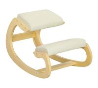 HOMCOM Chaise de bureau ergonomique en bois pour bureau à domicile, chaise de santé pour améliorer la posture, crème