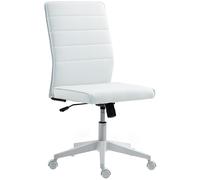 HOMCOM Chaise de bureau ergonomique et réglable avec dossier incurvé, en cuir PU et acier, 58x53x97-107 cm, Blanc