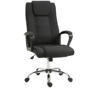 HOMCOM Chaise de bureau ergonomique Fauteuil à roulettes pivotant Chaise de bureau noir hauteur réglable lin 62x62x110-119 cm Aosom France