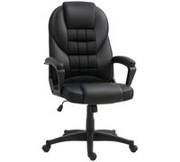 HOMCOM Chaise de Bureau Ergonomique, Fauteuil de Bureau, Chaise pour Ordinateur Ergonomique, avec Hauteur réglable, Fonction basculante et Assise pivotante à 360°, 65l x 69P x 110-120H cm, Noir