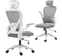 HOMCOM Chaise de Bureau Ergonomique, Fauteuil de Bureau en Maille, Gris