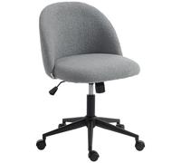 HOMCOM Chaise de Bureau Ergonomique, Fauteuil de Bureau Pivotant en Fourrure Teddy, Hauteur Réglable, roulettes, Mousse Haute Résilience, Fonction de Bascule, pour Coiffeuse ou Maquillage, Gris