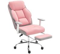 HOMCOM Chaise de Bureau Ergonomique, Fauteuil de Direction avec Repose-Pieds et Assise Large, en Cuir PU, inclinable à 135° avec Appui-tête, accoudoirs et réglage en Hauteur, roulettes pivotantes,
