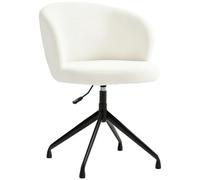 HOMCOM Chaise de Bureau Ergonomique, Fauteuil, siège pivotant, Hauteur réglable, capacité 120 kg, siège, revêtement Tissu Bouclette pour Salon, Chambre, Bureau, Blanc
