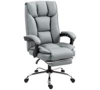 HOMCOM Chaise de Bureau Ergonomique Inclinable avec Repose-Pieds Gris