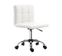 HOMCOM Chaise de Bureau Ergonomique sans accoudoirs Blanche | Chaise pivotante réglable en hauteur, chaise de bureau informatique, bureau à domicile, similicuir