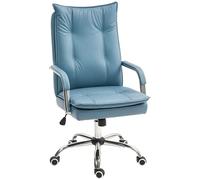 HOMCOM Chaise de Bureau Fauteuil de Bureau Chaise Ergonomique - Hauteur réglable, Dossier Haut inclinable, accoudoirs et roulettes, pivotant à 360° Charge 120 kg, Bleu
