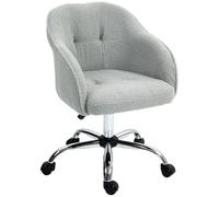HOMCOM Chaise de Bureau, Fauteuil de Bureau Ergonomique en Peluche Teddy, Hauteur réglable, Assise et Dossier rembourrés, pivotant 360°, Design Moderne, pour Bureau, Chambre, Gris