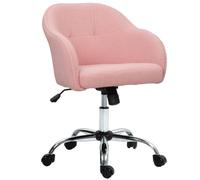 HOMCOM Chaise de Bureau Fauteuil de Bureau Teddy Hauteur Réglable Rose | Ergonomique en Peluche, Assise et Dossier Rembourrés, Pivotant 360°, Design Moderne, pour Bureau, Chambre