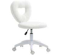 HOMCOM Chaise de Bureau, Fauteuil de Direction Dossier en Forme de Cœur, Rembourré, Blanc