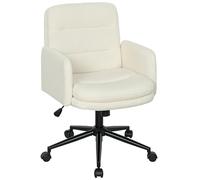 HOMCOM Chaise de Bureau, Fauteuil Ergonomique en Tissu Effet Laine bouclée avec Hauteur réglable, Fonction de Bascule, pivotant 360° et Assise rembourrée, pour Salon, Chambre, télétravail, crème