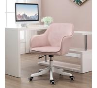HOMCOM Chaise de bureau massant chaise de bureau rose velours coussin lombaire intégré hauteur réglable pivotante 360° | Aosom France
