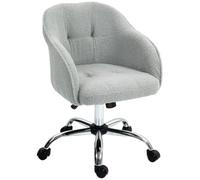 HOMCOM Chaise de Bureau Peluche Teddy Réglable Gris | Fauteuil de Bureau Ergonomique, Assise et Dossier Rembourrés, Pivotant 360°, Design Moderne