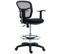 HOMCOM Chaise de Bureau pivotante avec Repose-Pieds et Dossier incurvé, Chaise Ergonomique en Polyester, Mousse et Plastique, réglable en Hauteur, 55x58x94 cm, Noir