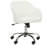 HOMCOM Chaise de Bureau pivotante en Tissu Toucher Velours avec Hauteur réglable pour Maison, étude, Chambre à Coucher, Blanc crème