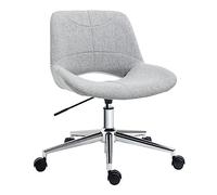 HOMCOM Chaise de bureau pivotante réglable en hauteur - Aspect lin - Chaise PC - Charge maximale : 110 kg - Métal - Gris clair - 49 x 56,5 x 73-82,5 cm