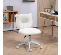 HOMCOM Chaise de Bureau Réglable en Hauteur, Teddy, 50 cm x 56 cm x 90 cm, Blanc