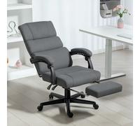 HOMCOM Chaise de bureau rembourrée avec coussin lombaire et appuie-tête, réglable en hauteur, à roulettes, Gris