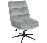 HOMCOM Chaise de bureau rembourrée, sans accoudoirs, avec rembourrage double couche plus large, réglable en hauteur à 360 °, fonction basculante, siège de couture, pour la maison, le bureau, gris