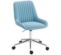HOMCOM Chaise de Bureau sans accoudoir en Cuir PU, Chaise de Travail Ergonomique avec Fonction de basculement et Hauteur réglable pour l'étude et la Chambre à Coucher, Bleu