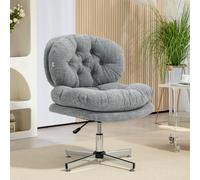 HOMCOM Chaise de bureau sans accoudoirs, chaise de bureau confortable avec siège rembourré et hauteur réglable, Gris