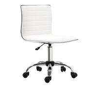 HOMCOM Chaise de Bureau sans accoudoirs, Fauteuil de Bureau Ergonomique, Hauteur réglable, Assise et Dossier rembourrés et pivotant 360°, Chaise d'ordinateur Moderne pour Bureau, Chambre, Blanc