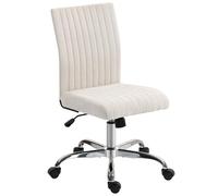 HOMCOM Chaise de Bureau sans accoudoirs, Fauteuil de Bureau, Hauteur réglable, Fonction de Bascule, Dossier Haut et pivotant 360°, Chaise d'ordinateur Moderne pour Chambre, Salon, crème