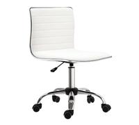 HOMCOM Chaise de Bureau sans Accoudoirs, Hauteur Réglable Réglable, Blanc | Fauteuil de Bureau Ergonomique, Assise Dossier Rembourrés, Pivotant 360°, Chaise d'Ordinateur Similicuir pour Chambre