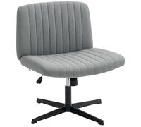 HOMCOM Chaise de bureau sans bras et sans roulettes, chaise de bureau en tissu de lin avec assise large, rembourrage épais, fonction d'inclinaison, siège d'ordinateur pivotant et réglable en hauteur