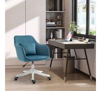 HOMCOM Chaise de bureau velours fauteuil bureau massant coussin lombaire intégré hauteur réglable pivotante 360° bleu